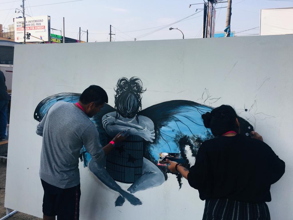 MimpPeru's tweet photo. ☝️Nos encontramos en #SJL en la activación de grafittis con mensajes contra el acoso sexual en espacios públicos.

¡Te esperamos en la estación Los Jardines, Línea 1 del Metro de Lima! 

Recuerda: #ElAcosoEsViolencia 🙌 https://t.co/Ls098u6Yxd