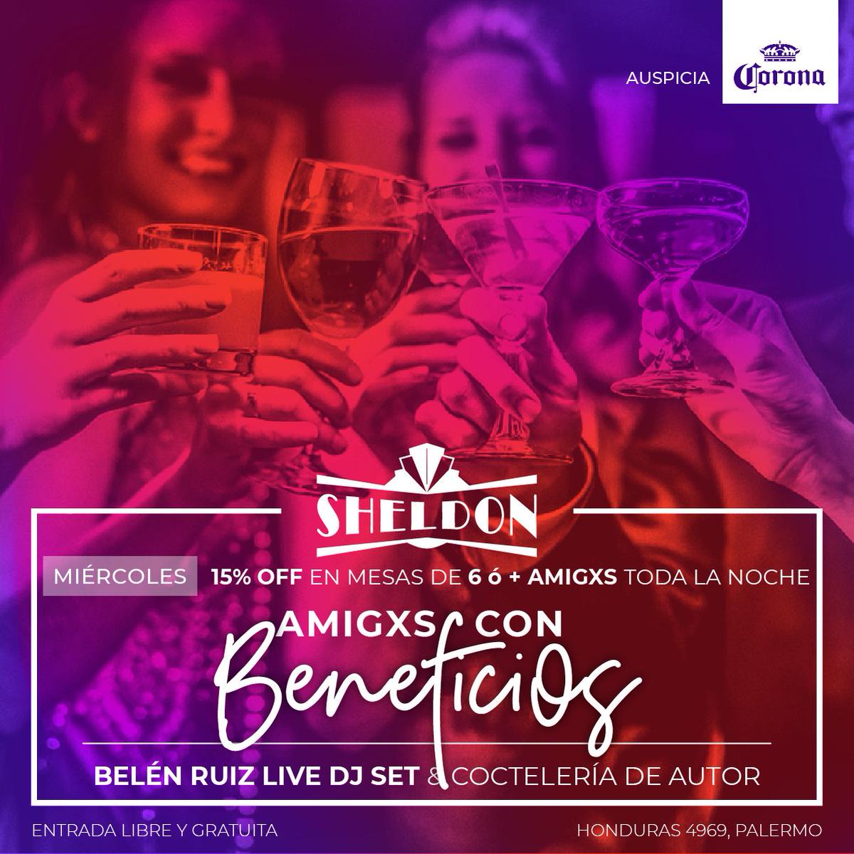SheldonBar's tweet photo. 15% de descuento en mesas de 6 o más personas y Belén Ruiz musicalizando la velada. Esos son los beneficios de los Miércoles de Amigxs con Beneficios de Sheldon. ¿Qué más se puede pedir? 

#Palermo #drinks #beer #cocteleriadeautor #food #nightlife #DJ #SheldonCalling #cocktail https://t.co/QSdhkWrelH