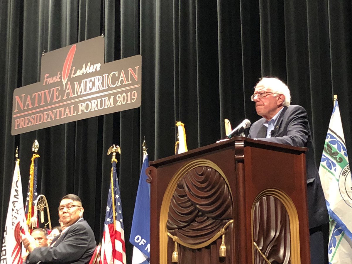 NCAI1944's tweet image. Now Speaking: United States Senator Bernie Sanders, Frank LaMere Native American Presidential Forum 2019 #NativeVote20 #NativeForum #NativeVote #WeVoteWeCount nativevote2020.com