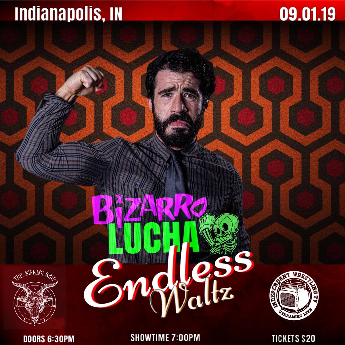 BizarroLucha's tweet photo. Bizarro Lucha presents:
"Endless Waltz "
Indianapolis, IN
09.01.19
He's much more bald, but just as self destructive; CPA is coming to Indianapolis, IN on 09.01.19 to #DieForThis at "Endless Waltz"
Presale $15
Tickets-> https://t.co/QsSfvBEQQa
#BizarroLucha8 https://t.co/HsrDMHllez