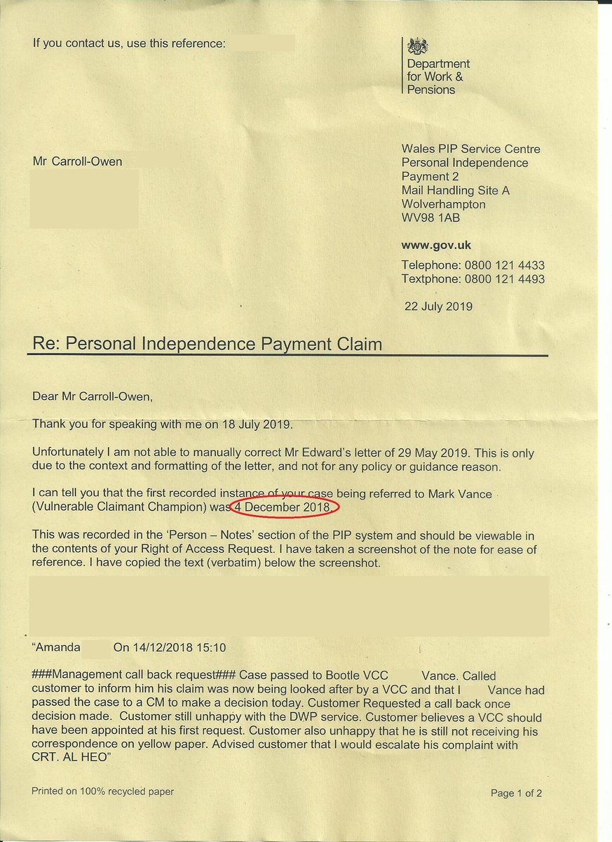 mco1986's tweet photo. @LiesExposed4 @leeadamson2009 @AmberRuddHR @JamesCleverly @SNewtonUK @theresa_may @Atos @DWP They actually tried hiding the date of when i was deemed #vulnerable little did they know I already knew the date as I had seen the correspondence in a SAR's request. All i got from them it was an #oversight and we are sorry! To little to late for some people though that. https://t.co/dhiDuxFeRK