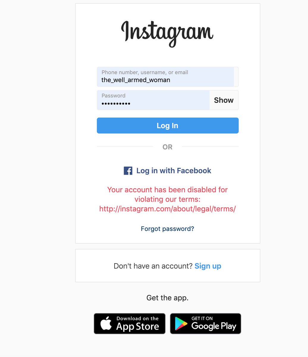 WellArmedWoman's tweet photo. The Well Armed Woman @instagram page has been shut down. Poof, it's gone!! No warning, no response, nothing. Empowering and educating women to #RefuseToBeAVictim to rape and murder appears to offend them! https://t.co/2azQiPZzG5