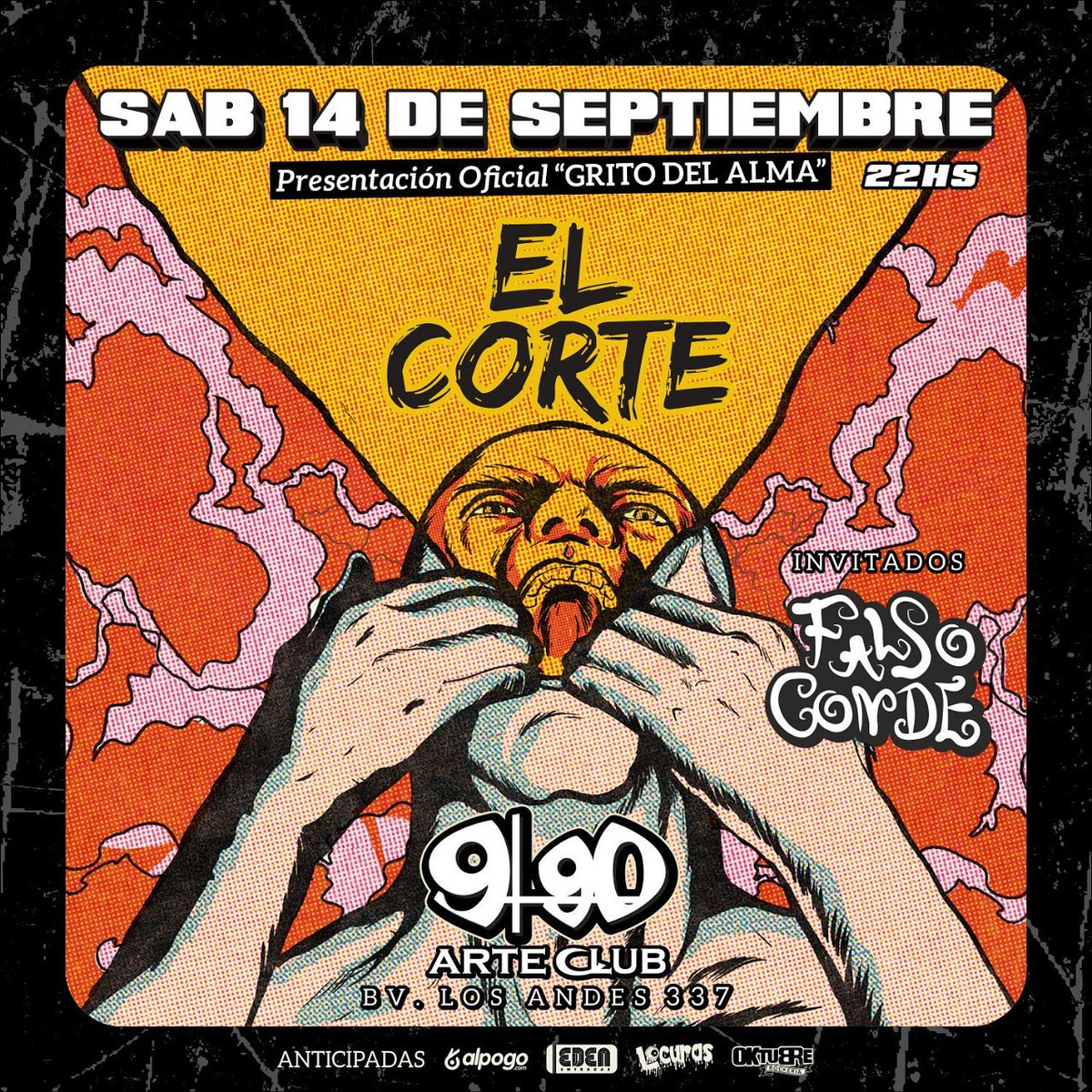 |Presentación Oficial de GRITO DEL ALMA|

📅 El sábado 14/09 vamos a presentar nuestro primer disco. 
📌 990 Arte Club.
🎸 Invitados: Falso Conde.
🎫 Entradas a la venta a partir del miérc. 21/08 en Edén, Oktubre, Locuras, alpogo.com y con los músicos de las bandas.