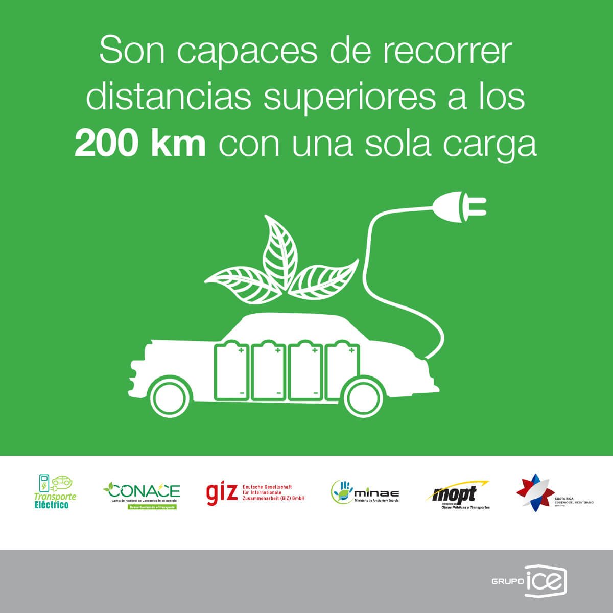 GrupoICEcr's tweet photo. La batería de un vehículo eléctrico en Costa Rica, como mínimo brinda 150 kilómetros de una autonomía, con una vida útil superior a los 8 años.
#VehículosEléctricos #CONACE #DescarbonicemosCR https://t.co/XX9Fn2Ue1a