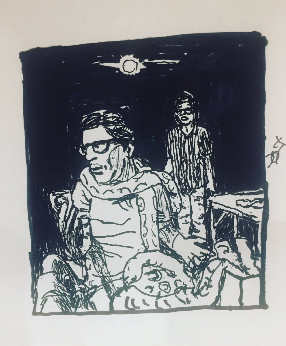 KMOToole's tweet photo. #draweveryday2019 @BJQuagan  and @p_a_mcg in the play they wrote with @FunkSloff and are doing NOW at #edinburghfringe2019 . It is about Free Money from the Government and Squid 🦑 #draweveryday @seateaimprov https://t.co/KduUT4eA4s