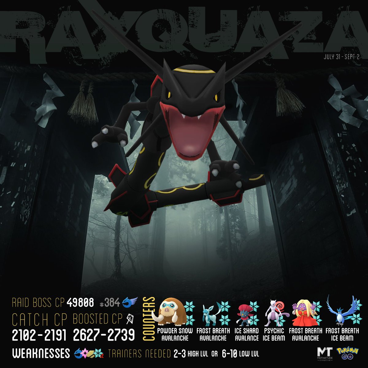 G2G_Med1a's tweet photo. Another Legendary Raid Hour featuring Rayquaza is coming our way. August 21st, 6:00 pm - 7:00 pm (local time)

Taco Tuesday just got moved to Wednesday.

#legendaryraidhour #rayquaza #pokemongo #raybae #RAYRAYALLDAY https://t.co/CGbJmPNT0S