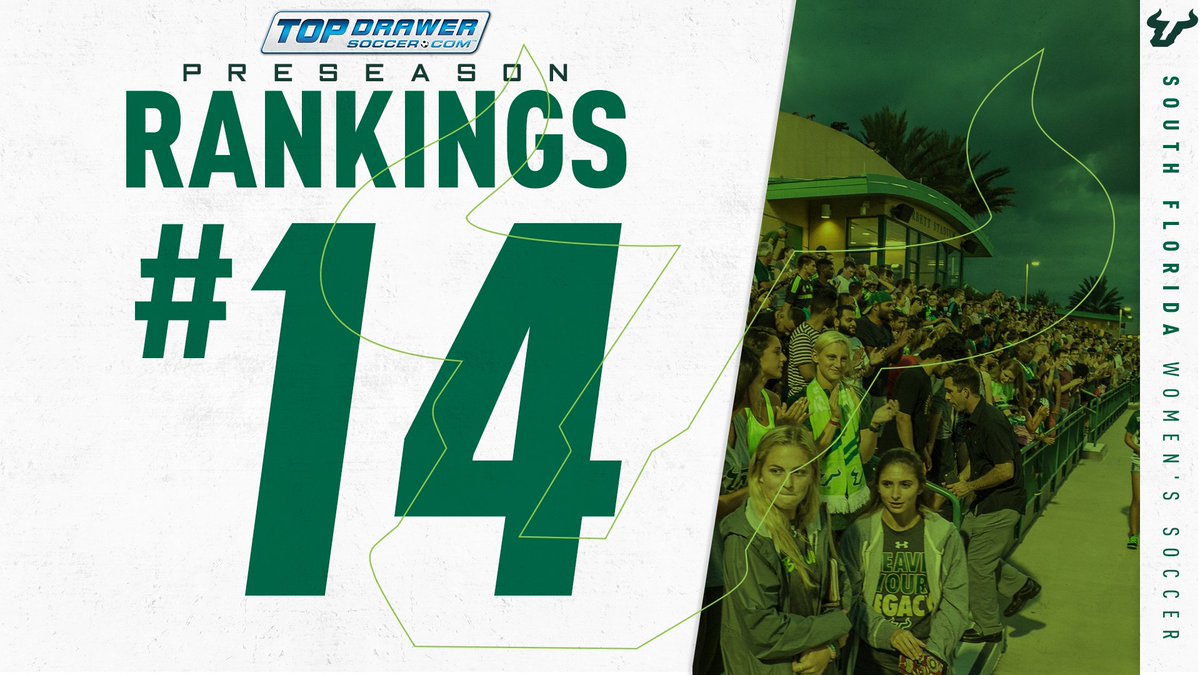 USF Women's Soccer (@usfwsoc) on Twitter photo Good news to prep us for our HUGE WEEK of games!
➡️ Bulls are ranked No. 14 by TopDrawerSoccer.com
➡️Evelyne Viens, Andrea Hauksdottir and Lucy Roberts named to TopDrawerSoccer.com Best XI teams.
READ MORE: bit.ly/2KWcRAY
#USFALLin <a href="/TopDrawerSoccer/">TopDrawerSoccer</a> Good news to prep us for our HUGE WEEK of games!
➡️ Bulls are ranked No. 14 by TopDrawerSoccer.com
➡️Evelyne Viens, Andrea Hauksdottir and Lucy Roberts named to TopDrawerSoccer.com Best XI teams.
READ MORE: bit.ly/2KWcRAY
#USFALLin <a href="/TopDrawerSoccer/">TopDrawerSoccer</a>