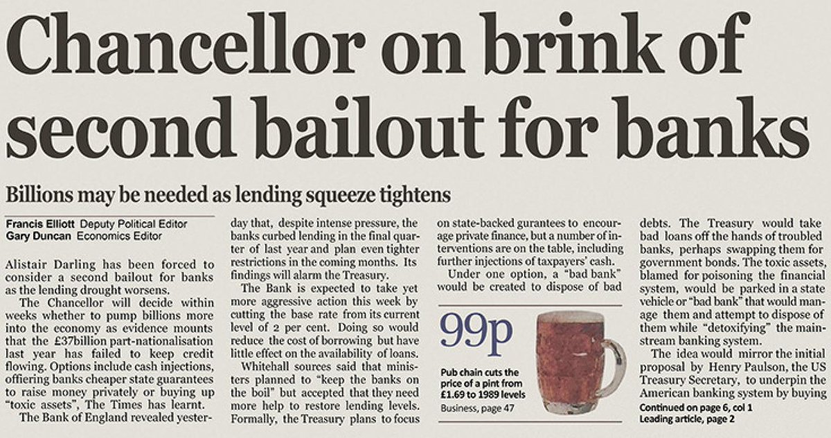 Chancellor on brink of second bailout for banks