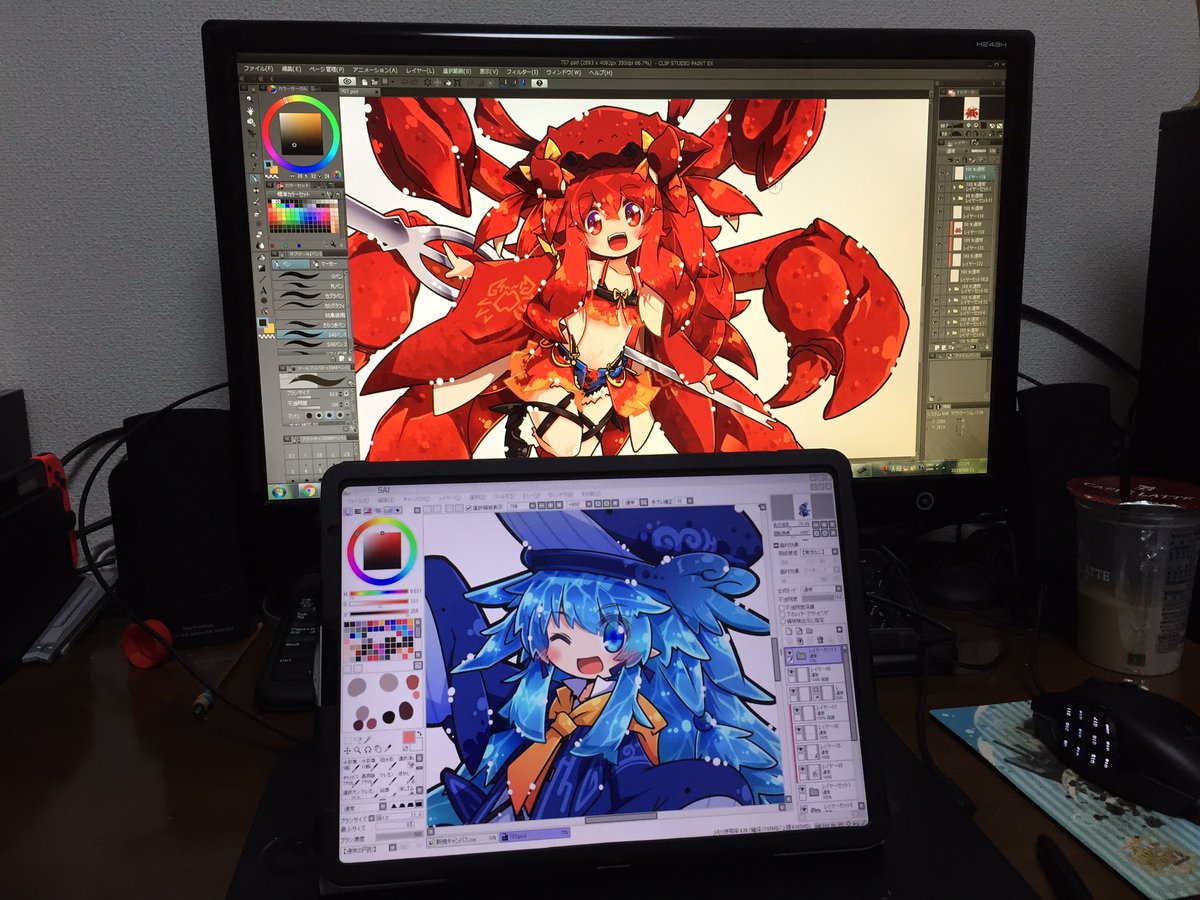 森のかえる Twitterissa あ 多分これはパソコンの画面よりipadの画面の方が暗かったから Iphoneのカメラがipadの画面 を明るくとろうとして補正描けた結果ほかがなんか色味がおかしくなった って感じですね Ipad側の発色も綺麗で 別段問題はないですね