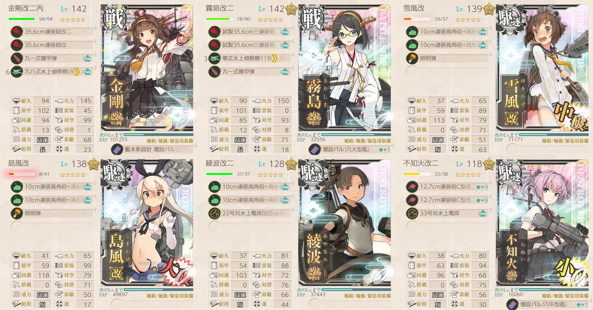 梶野 暁 Twitterren すみません 病院帰りでバタンキューでした あまり 増設機銃にしても 対空 1 回避1で 変わらないですね W Wikiにも ワイン砲が強すぎるんや という表現が 一応 増設機銃は Maxにしてますが 2個目は8 高角砲 Maxでお茶を