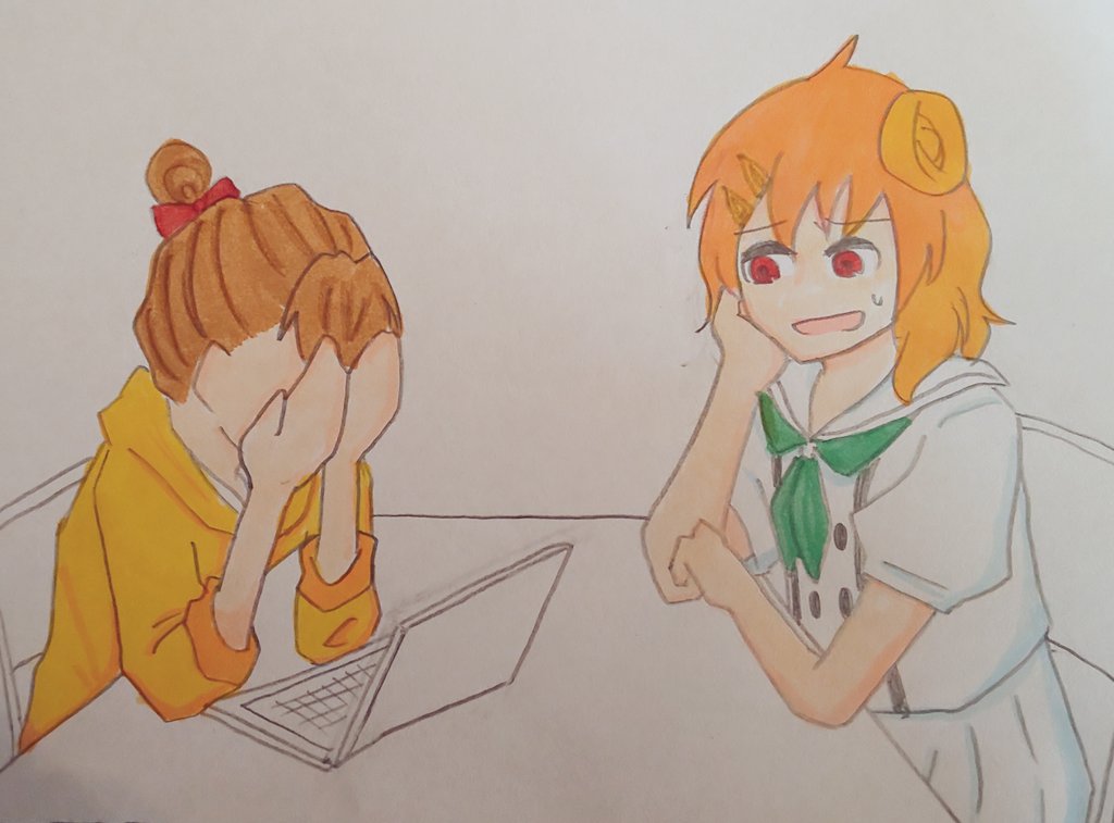 munomeme_2's tweet photo. @Giso_Eto_TL 
アナログ落書きすみません…
吉澤phe奈@YOSHIZAWA_phenaさん宅、太陽先輩お借りしました！

南津実｢エトワール候補の��しさを表す語彙力が来い…｣
太陽先輩｢早くしないと日が暮れちゃうよー？｣💦

 男の子だし先輩だし、委員会で遅くなる時一緒に残ってくれたりするのかなー？っと https://t.co/Y7WDpKF3M4