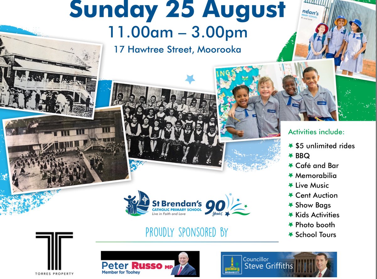 StBrendans_4105's tweet photo. This Sunday is our 90th Birthday Celebration! A great day is in store for past and present families. A great day made possible by our generous sponsors like Mark Ward Property. #markwardproperty #MWPsalisbury #STB4105 https://t.co/u3V6XJfHdT