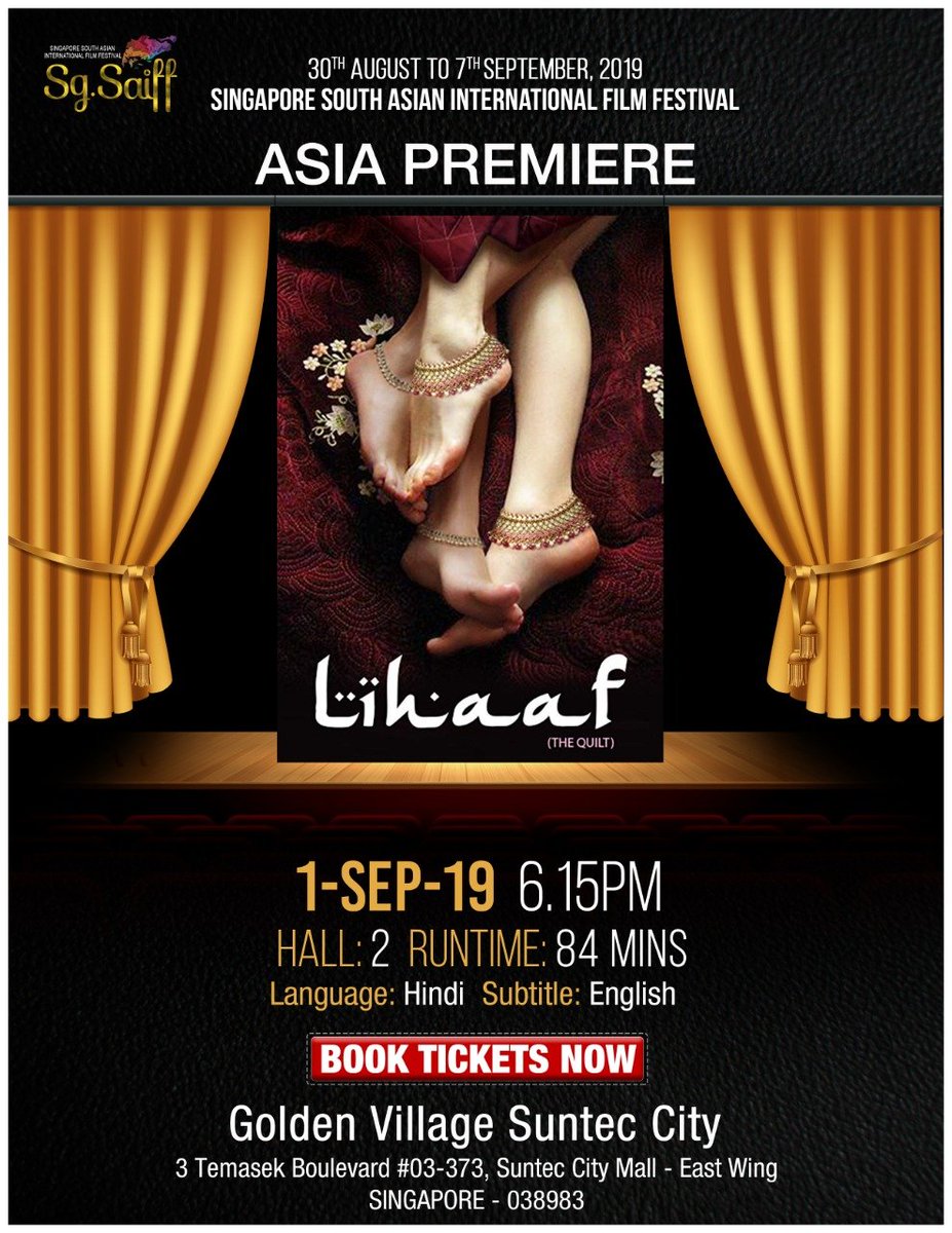 CinemaRareIN's tweet photo. Films being screened at @sgsaiff 2019.

#Lihaaf on Sept 1st (Asia Premiere)
#LaalKabootar (South East Asia Premiere)
#Baaram (Singapore Premiere )
#Chuskit (Singapore Premiere ) https://t.co/lLznuA2rZd