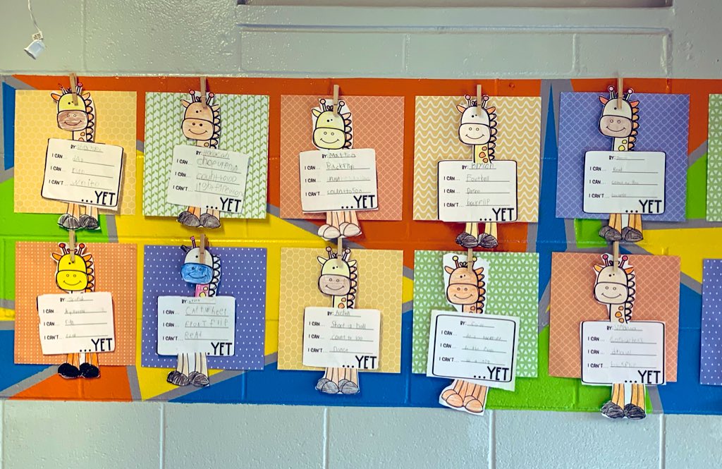 So proud of the student work display and the giraffes they made. Last week we read “Giraffes Can’t Dance.” 
From the story we learned there are plenty of things we CAN do and some things we can’t....YET
As long as we try hard and never give up, we can accomplish anything!