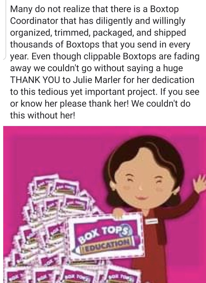 GrandviewEPTA's tweet photo. Thank you Julie Marler for the countless hours you have put into the box top program!  ✂️We truly couldn’t do it with you! @GrandviewES #boxtops https://t.co/9kyXjBAWvd