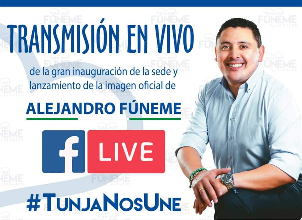 FunemeAlejandro's tweet photo. A esta hora comenzamos el acto de inauguración de nuestra sede política en el centro de Tunja, que es la casa de todos ustedes; y de presentación de la imagen oficial de la campaña. Síganos en Facebook Live #FunemeAlcalde #TunjaNosUne https://t.co/XQS8L6DFWM