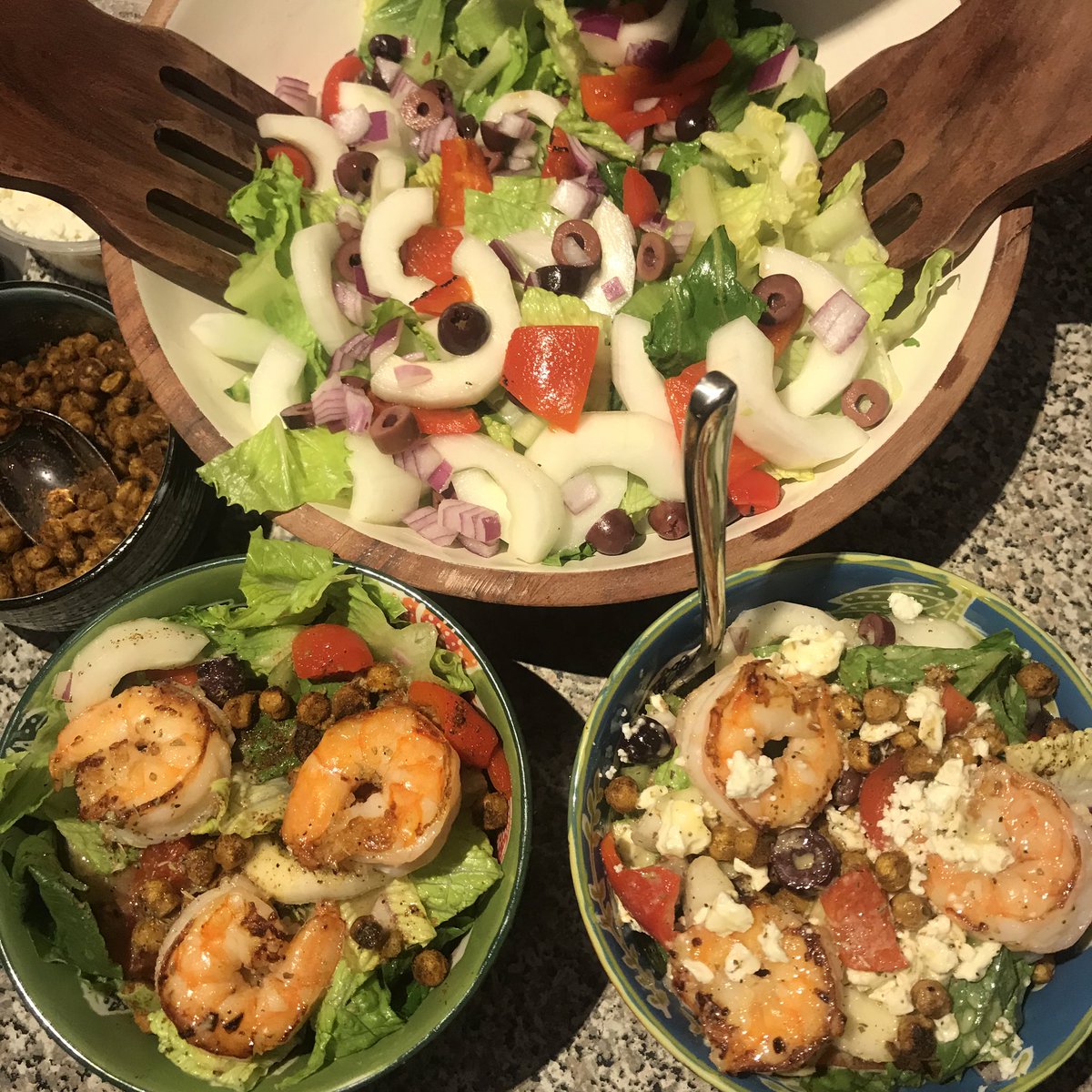 I miss Landmarc so much, I tried to replicate the Mediterranean salad with shrimp. Was delcious, but <a href="/chefmarcmurphy/">Chef Marc Murphy</a>, I couldn’t perfect your Moroccan chickpeas. Followed the “Season with Authority” recipe to the T. Still missing <a href="/eat_landmarc/">landmarc</a>.