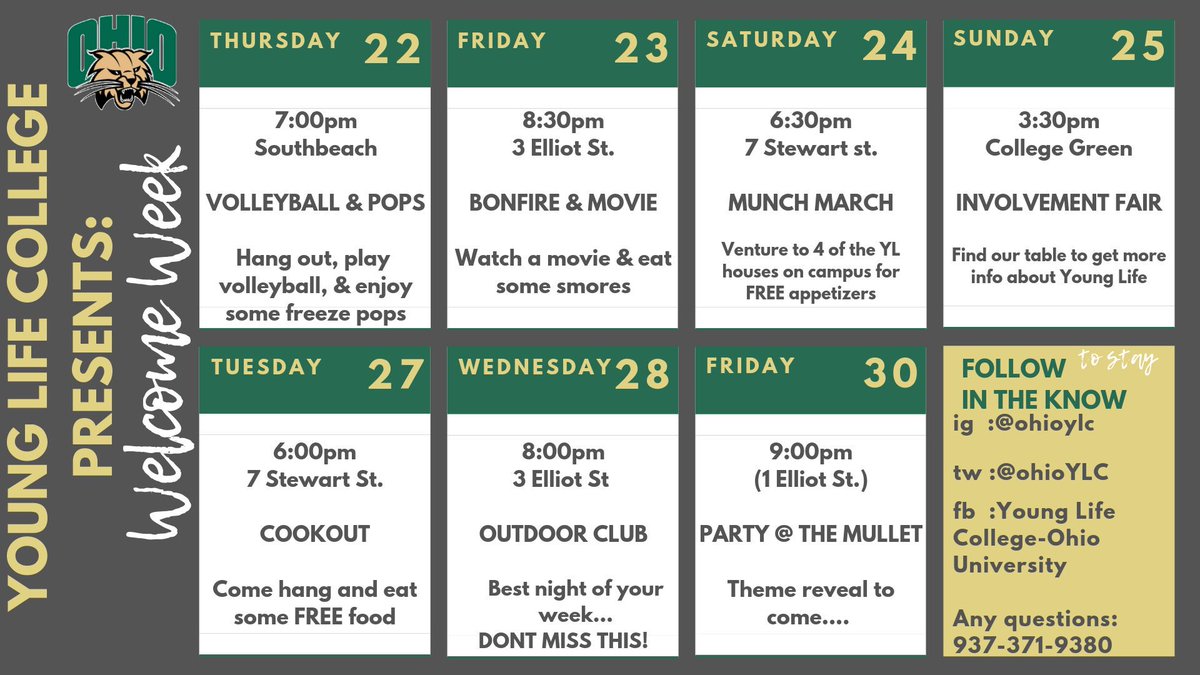 AND WE BACK🔊 it’s welcome week y’all! We have so many rad things planned &amp; can’t wait to see everyone! 

❗️FIRST UP❗️ vball on south beach on Thursday! (yes, the courts are still there lolz) 🏐 LET’S GET ITTT

#OUYLOpeningWeek #OUYoungLife