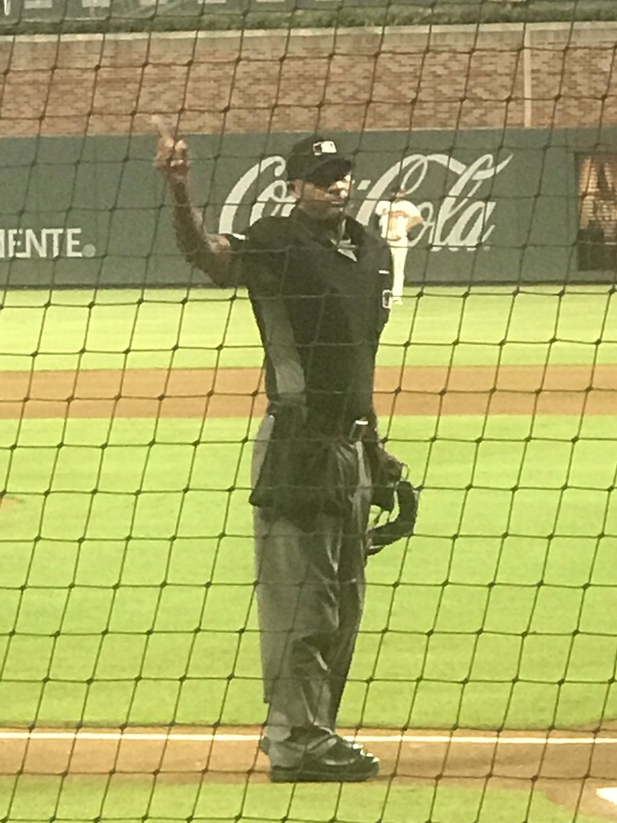 ENmusic's tweet photo. Alan Porter- YOU are the WORST umpire I have seen in a long time. Clearly you're taking $$ from @Marlins  and allowing their pitcher to hit our players and throwing our Mgr out of game! @Braves #GetFined #DoYourJob #DICK https://t.co/saRMwgP4zT