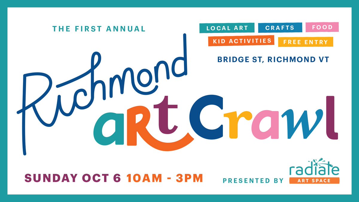 RadiateArtSpace's tweet photo. Show your work! Apply to be a vendor at the First Annual Richmond Art Crawl on Oct 6th! https://t.co/hTtVIs74La https://t.co/4zIU4BhmUE