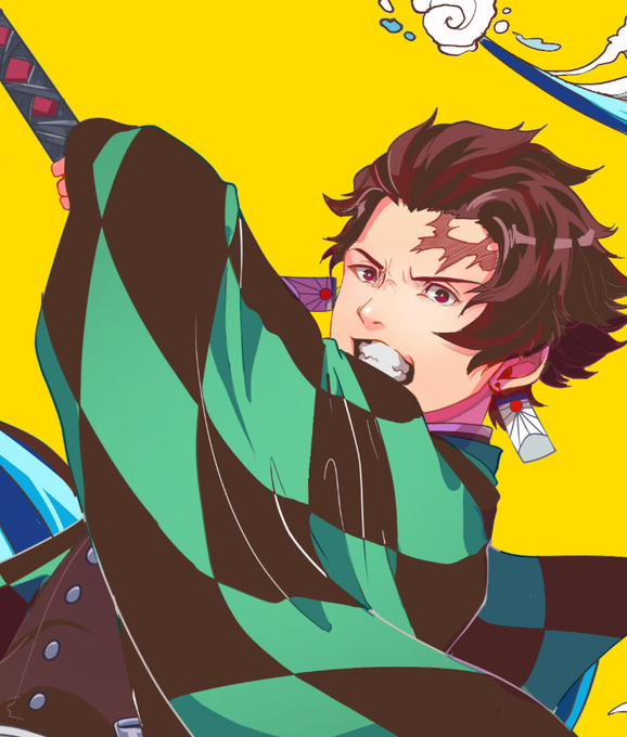 CRIMSON @dunmeshi hellさんがTwitterに投稿した竈門炭治郎(鬼滅の刃)のイラスト。