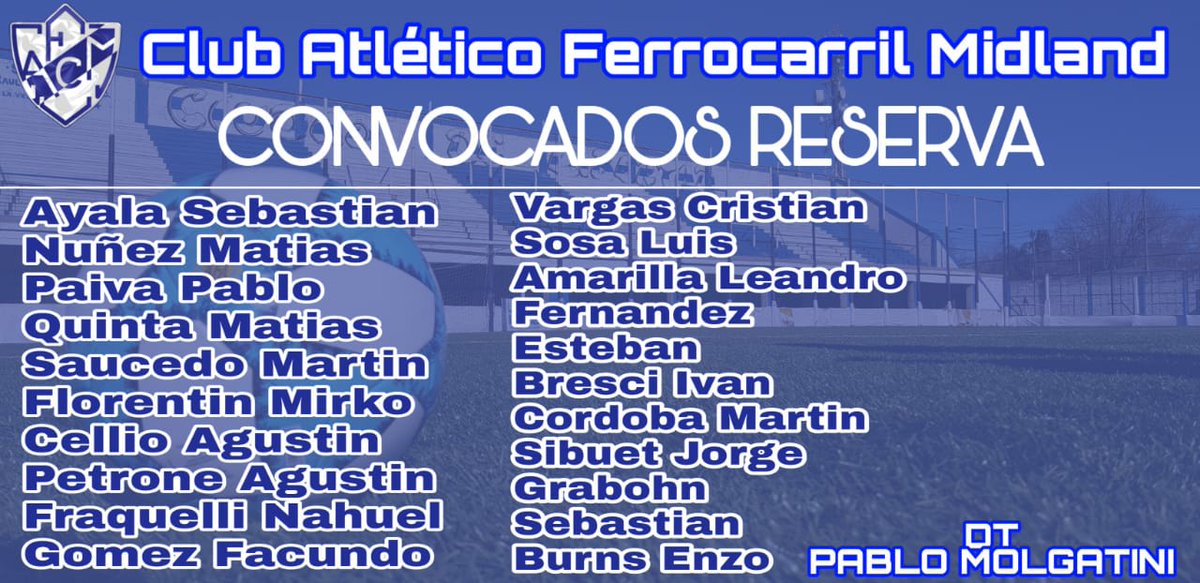 Club Atlético Ferrocarril Midland on X: 🥅 FÚTBOL ⚽ #TorneoDeReserva:  Mañana a las 14hs el Funebrero hará su debut en el torneo de la  #TerceraDivisión ante #Alem en condición de visitante. El