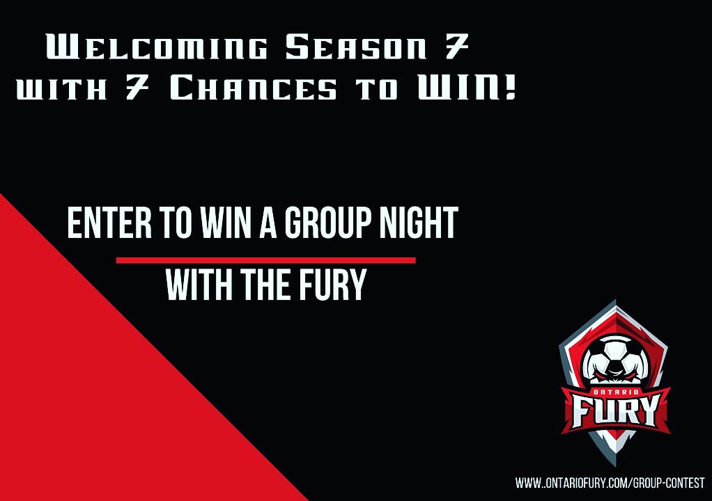 We're welcoming Season 7 with 7 chances to win a group night for your organization! Enter for a chance to win complimentary tickets to our preseason game on November 10th vs San Diego Sockers! 
*Contest Ends Saturday September 7th (9/07) at 7 PM PST ontariofury.com/group-contest