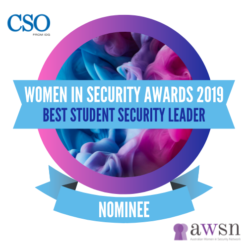 So excited to be nominated for CSO'S Best student leader award for the women in cybersecurity awards 2019! ##csowomeninsec #Students #cybersecurity #womenintech