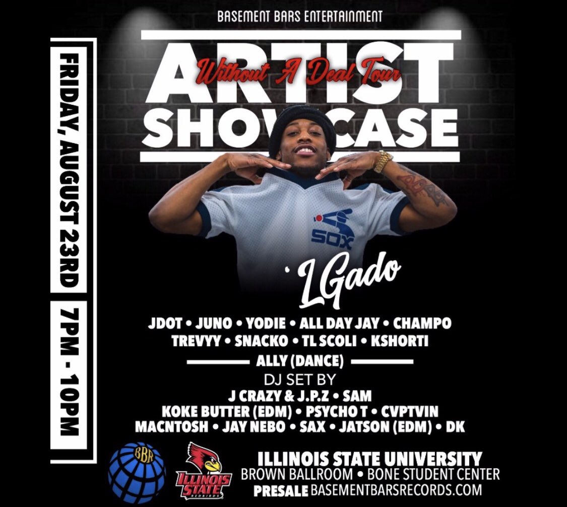 imalldayjay's tweet photo. Catch me this Friday 8/23 performing live in the Basement Bars Showcase at Illinois State University!
#alldayjay #midwesthiphop #illinoisstateuniversity #showcase #performance #rap #music #artistlife #basementbars https://t.co/WHHlyabw0U