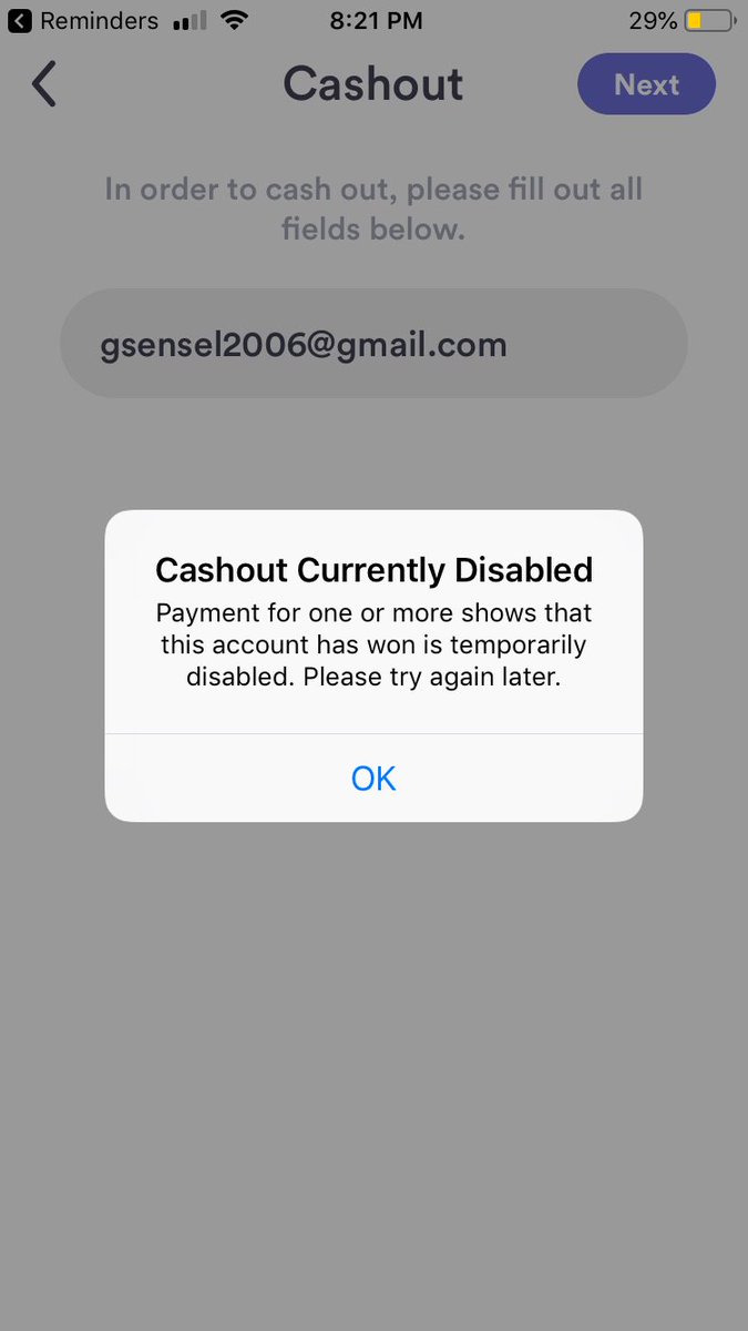 gsens06's tweet photo. Now holding 15 cents hostage #wheresmymoney @mattwasfunny was stoned so I bet him and guy no one heard of smoked it up @hqhelps @hqsports @hqtrivia @hqwords @AnnaRoisman #hqisbroke #ripoff https://t.co/ByB0FHy5PL