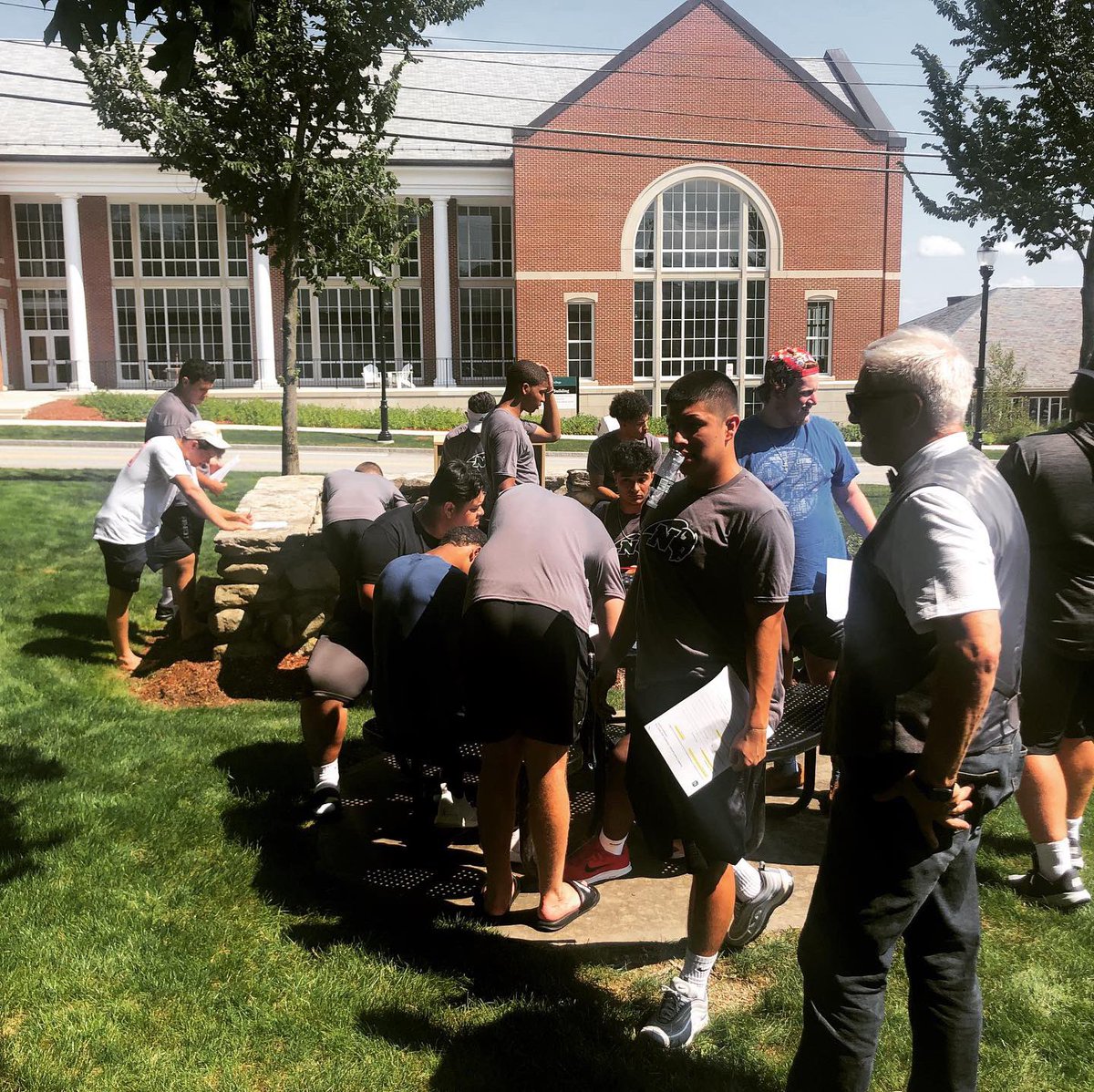 nc_leads's tweet photo. Professors Samborowski and Liptrap welcome the football team with a leadership challenge! https://t.co/wLtzjorJos