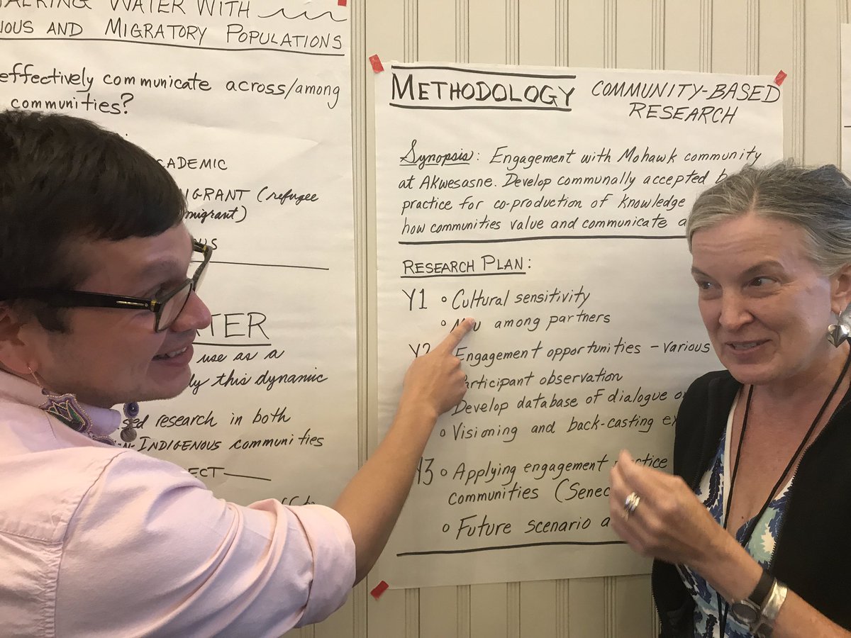 MTwiss's tweet photo. Abraham Francis (Mohawk Council of Akwesasne) and Sharon Moran (@sunyesf) discussing our project: Talking Water with Indigenous and Migratory Populations. #GreatLakes focus. It’s coming together. Great supportive comments from #OUTSTEP judges/advisors.
#ClarksonWaterSci https://t.co/heqBuObJIF