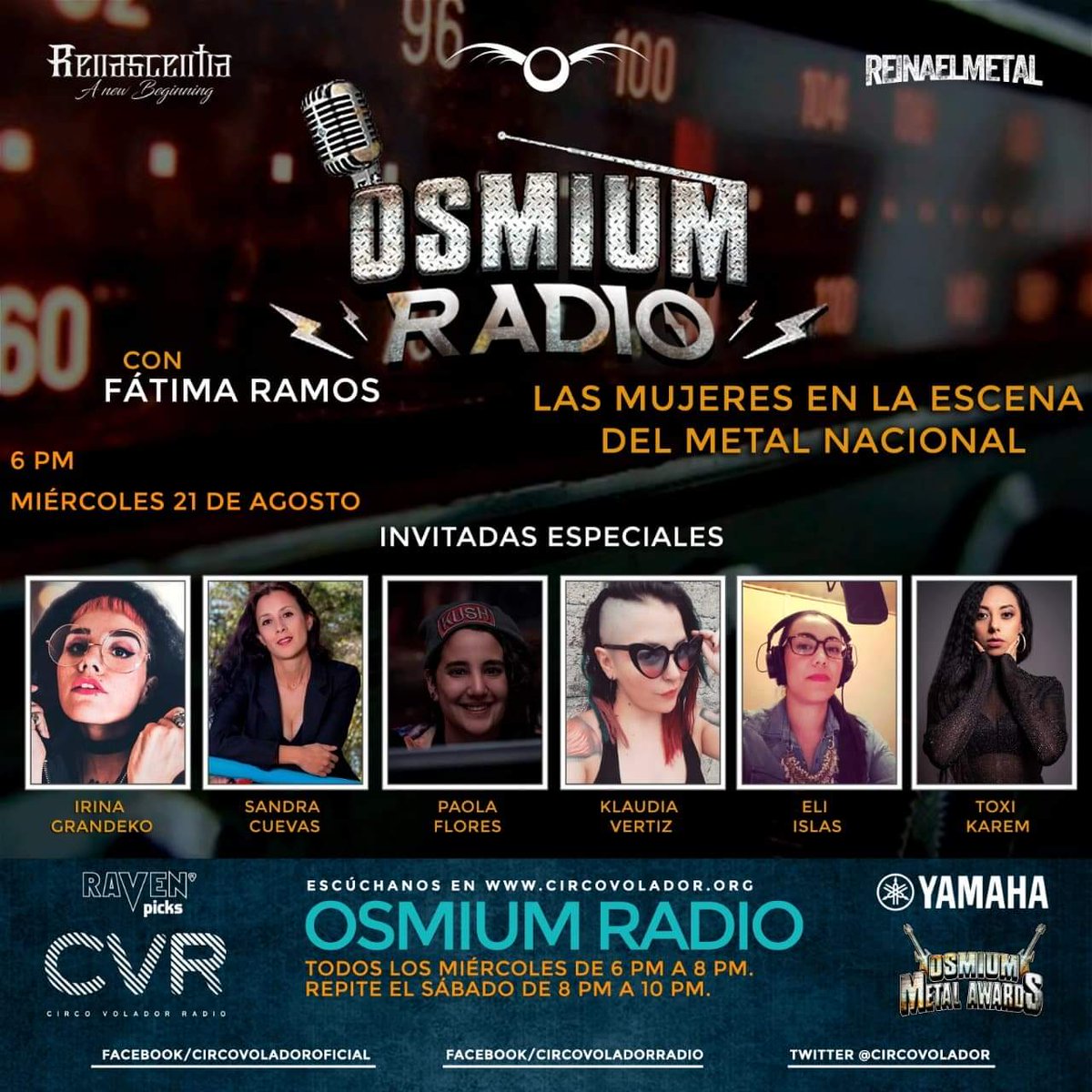 Toxikarem's tweet photo. Mañana miércoles estaré de invitada en #OsmiumRadio en el programa especial de Mujeres en el Metal Mexicano.
Escucchen el programa a las 6:00pm https://t.co/dM7hOeMliv