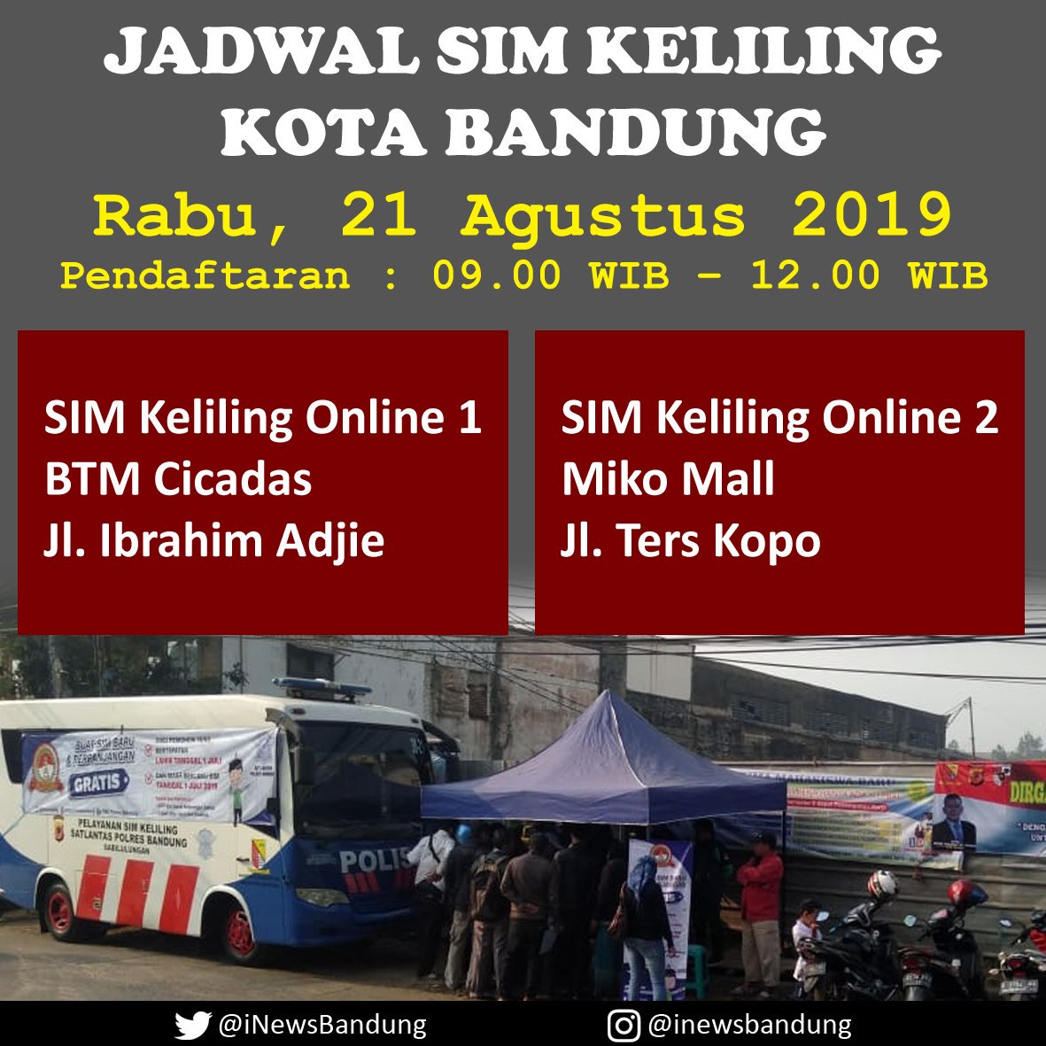 iNewsBandung's tweet image. Jadwal #SIM #Keliling #Bandung #Jabar #iNews #SpiderMan #StopKriminalisasiUAS #Rabu