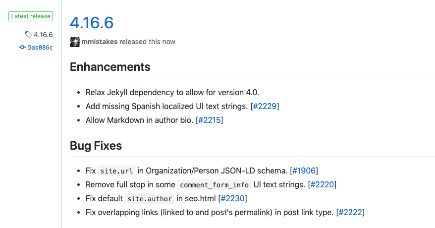 mmistakes's tweet image. 🚀 Released Minimal Mistakes 4.16.6 theme for #JekyllRB.