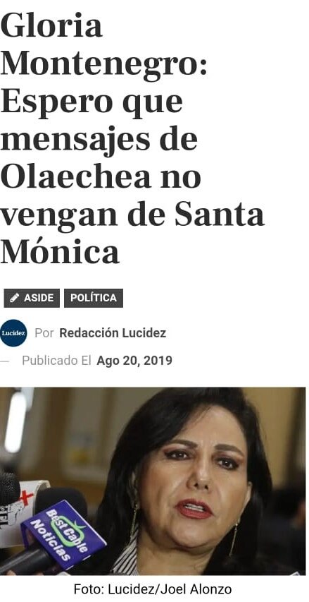 msalazarcongres's tweet photo. Ofensiva declaración de ministra de la Mujer, Gloria Montenegro, faltando el respeto al presidente del Congreso. El titular de PCM, Salvador del Solar, debe responder si respalda o no lo que afirma una funcionaria bajo sus órdenes. https://t.co/mA9kfOVwp9