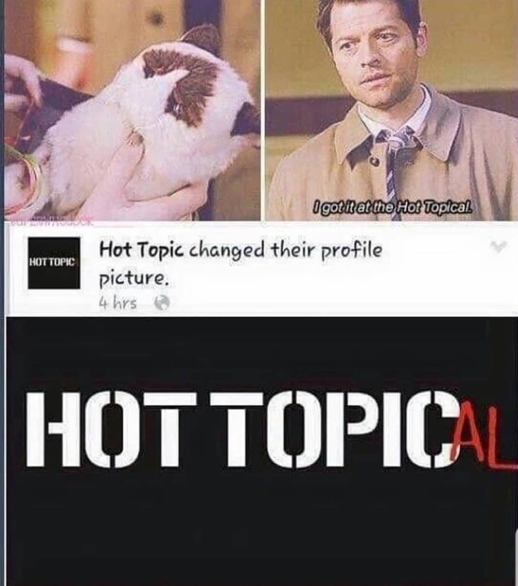 Hot topic changed their profile Pic #hottopic #mishacollins #mish #SPNFamil...