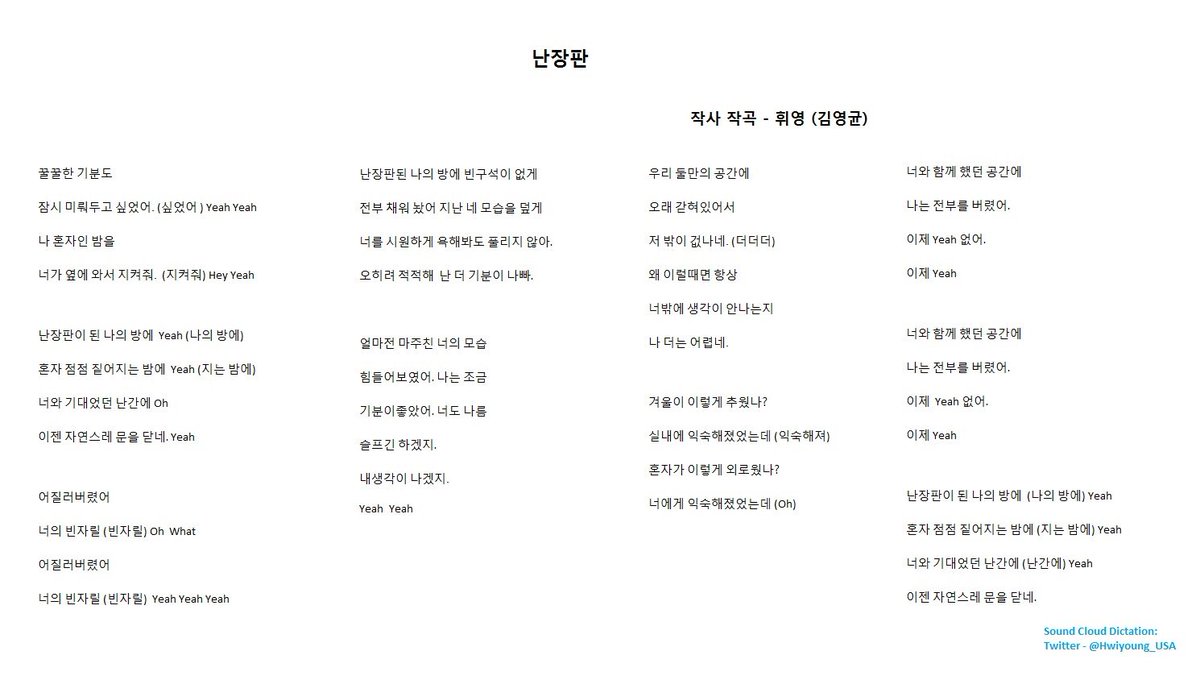 < Lyrics >  #Hwiyoung's lyrics of " #Chaos ( #난장판)" are so heart-touching! With his AMAZING voice, this song is  #SoPOWERFUL & directly speaks to YOUR HEART!  (EnglishㅣKorean)Listen: http://soundcloud.com/h0123/gkkfqclovjal #SF9  #휘영  #영균 #WOW  #LoveYourHeartFeltLyrics