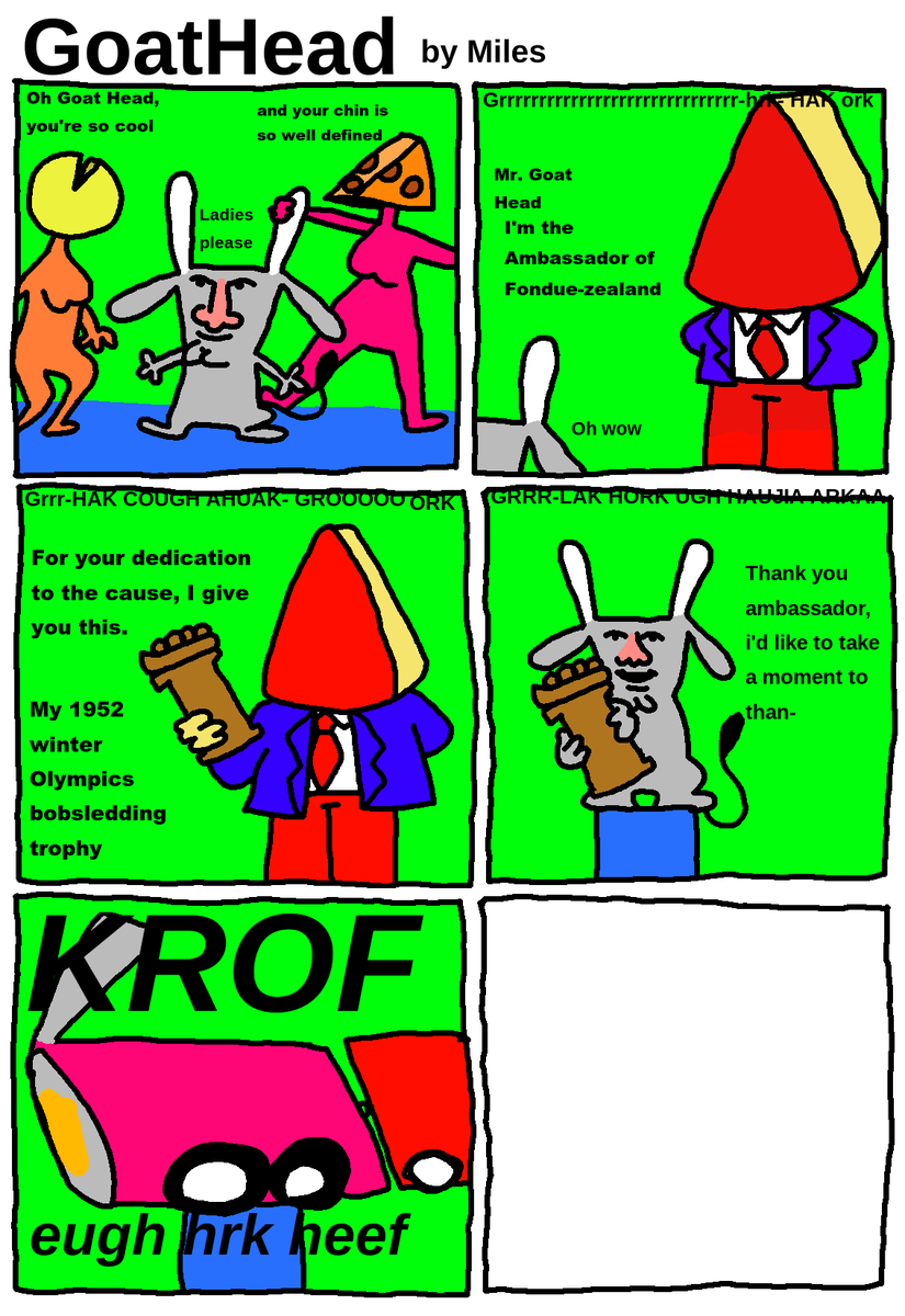 A very different, scrapped version of today's comic, the last panel would have been Goat Head waking up.