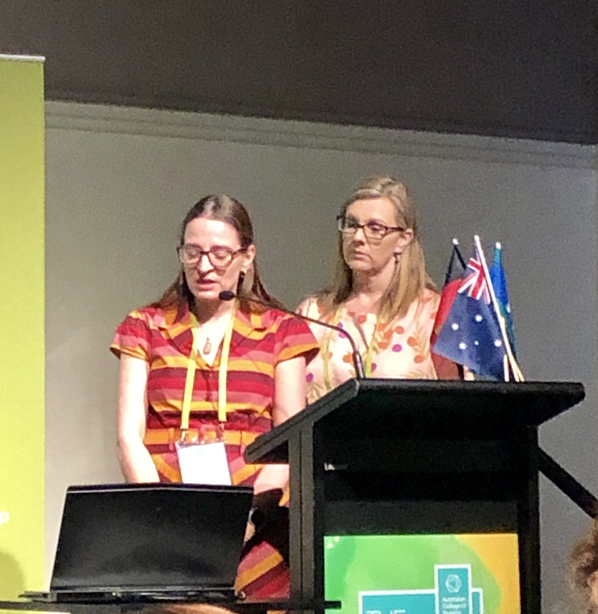 leanne_shea's tweet photo. #NNF2019 Kristee Winters &amp; Kim Stevens passionately presenting the innovative collaborative work between @BallaratHealth &amp; Beaufort Skipton health services in Caring for the Older person (coops)graduate program. Great work! #nurseleaders #coops #resicareisaspecialty https://t.co/oCRES40IrT