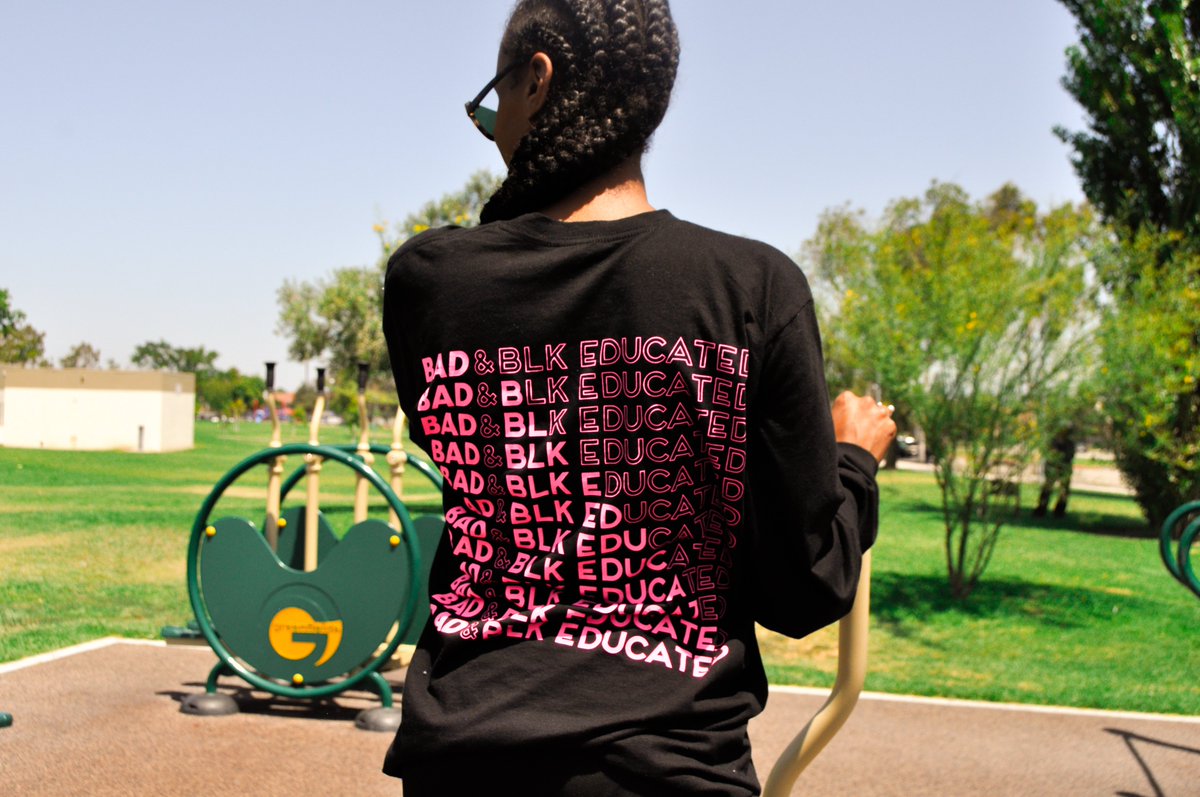 Sweet_Knowledge's tweet photo. It’s a #HotGirlSemester as our President @theestallion said. And we’ve got all new wares for the Yard, like this “Bad &amp; Black Educated” long sleeved tee! 

https://t.co/2iq6DOem91 https://t.co/UyTELONwU4