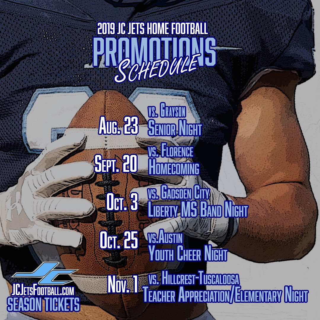 JCJetsFootball's tweet photo. Friday night is Senior Night. One of many promotions this season.  Avoid the lines, get your tix. https://t.co/92aY89z8QJ https://t.co/TqUHUS3KQl