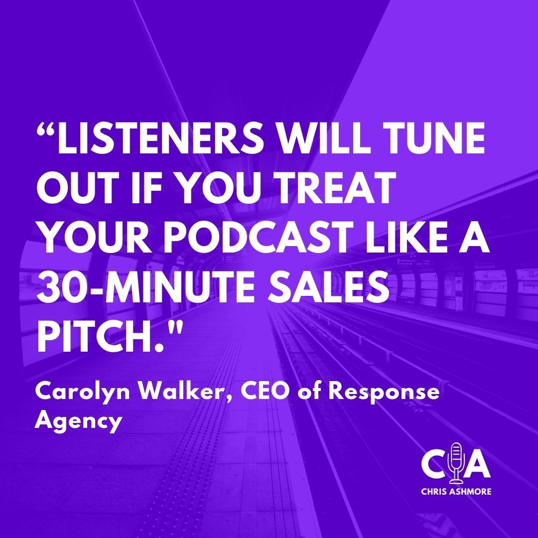 chrisashmorepod's tweet photo. “Listeners will tune out if you treat your podcast like a 30-minute sales pitch," says
Carolyn Walker, CEO of Response Marketing from Episode 7 of Podcasting Essentials. Listen here: https://t.co/QJkblsK4Ae #podcasting #podcastingessentials #contentmarketing https://t.co/S0Hf7FKQFs