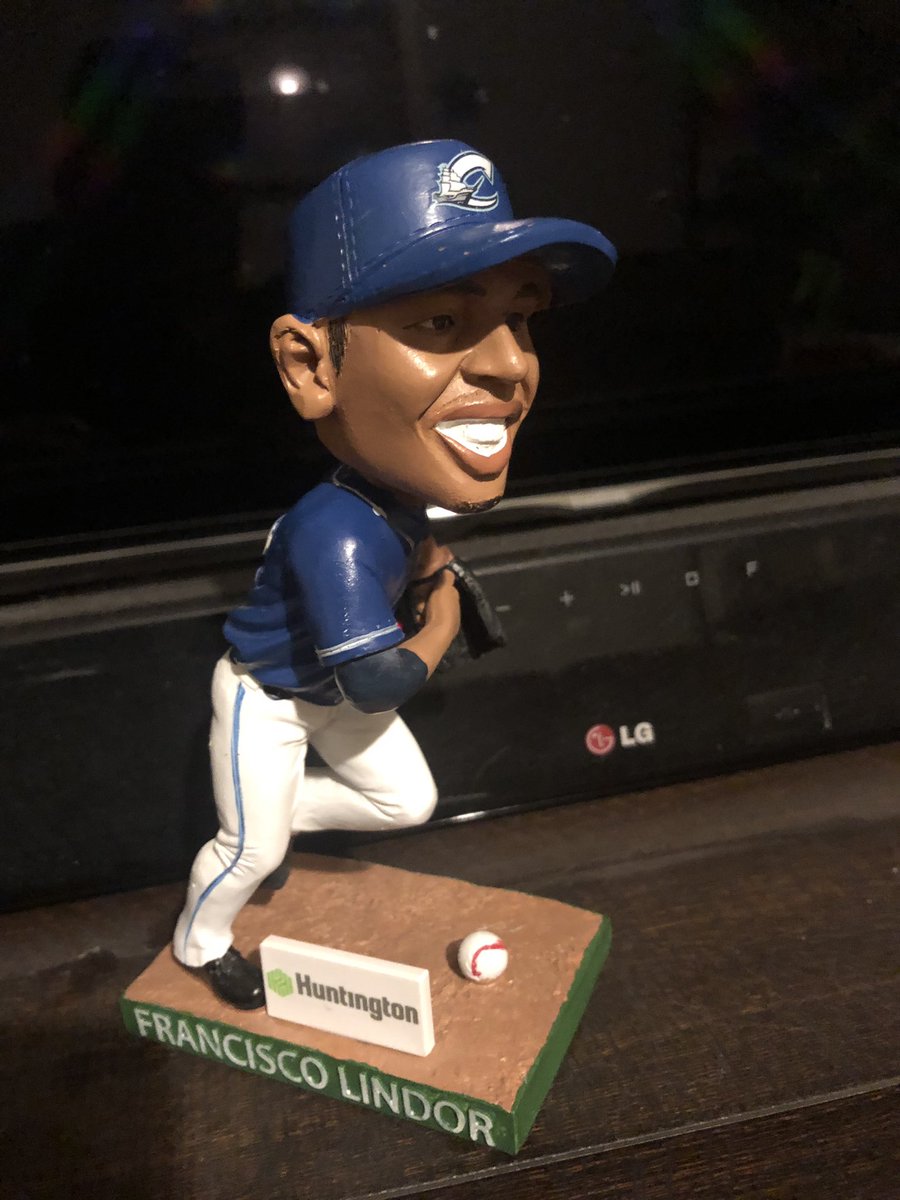 Lffd927's tweet photo. Got my @Lindor12BC bobble head tonight at the @CLBClippers game tonight! I got the 3rd to last one. They were gone within mins of gates opening. Clippers shut out bats 5-0! https://t.co/YsKjXfDUES