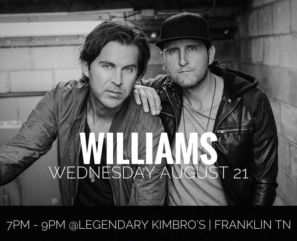 williamsduo's tweet photo. Excited to share! Live at the Legendary Kimbro’s Pickin’ Parlor in Franklin Tn. Wednesday night. 7-9pm Come on out and sing along! #live #livemusic #legendarykimbrospickinparlor #livebands #accoustic #music @visitfranklin @FranklinTenn https://t.co/z2vBq7VRVL