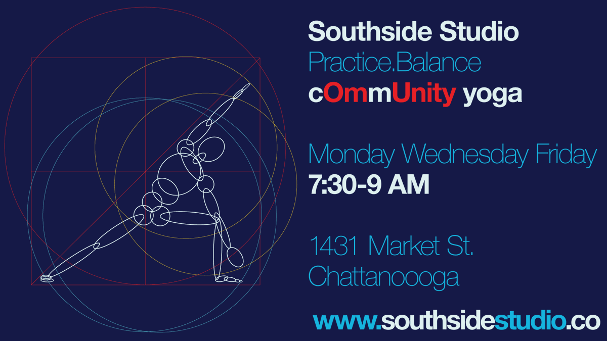 StudioSouthside's tweet photo. Southside Studio cOmmUnity Yoga
Monday Wednesday Friday  7:30-9AM
suggested $5 donation 
to benefit the South-East Stroke Center
doors are unlocked at 7:15am and locked at 7:30am sharp

1431 Market St., Ste. 1 Chattanooga, TN 37402 https://t.co/YEz1rLdEWl