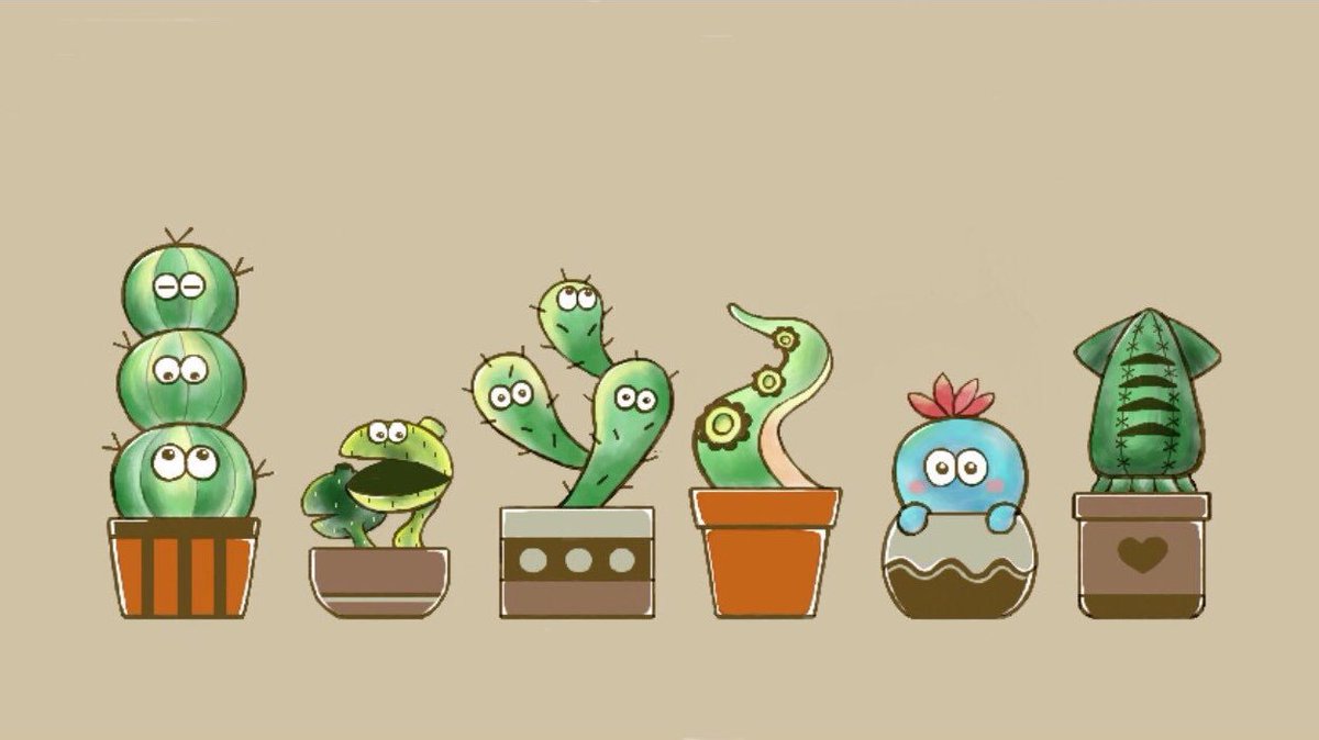 no humans simple background plant cactus brown background pokemon (creature) potted plant  illustration images