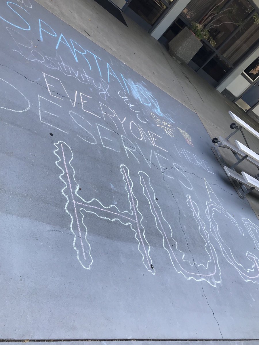 RebKim19's tweet photo. @SMSspartans Love the welcoming chalk art! Really sets the tone for the first day of school! https://t.co/p1iX6S8iW1