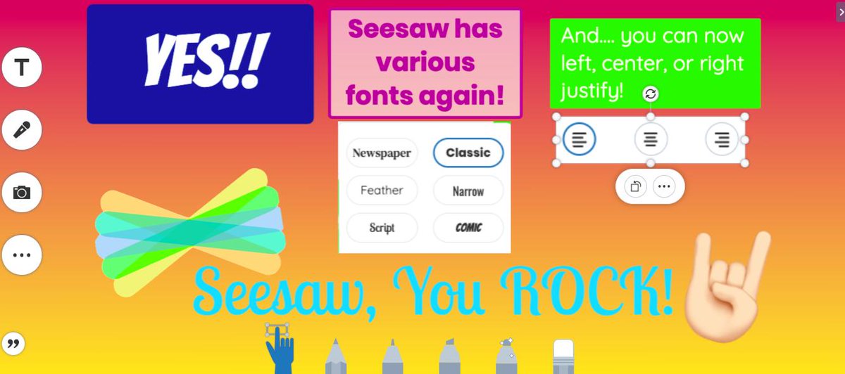 You asked, <a href="/Seesaw/">Seesaw</a> listened👂🏼...Check out the new, ✨amazing✨update that was just released. The label tool now has various fonts &amp; justification! Thank you 🙏 Seesaw for always taking teacher input to ❤️ I can't wait to implement all the upgrades w/ Ss this fall! #RaiderStrong