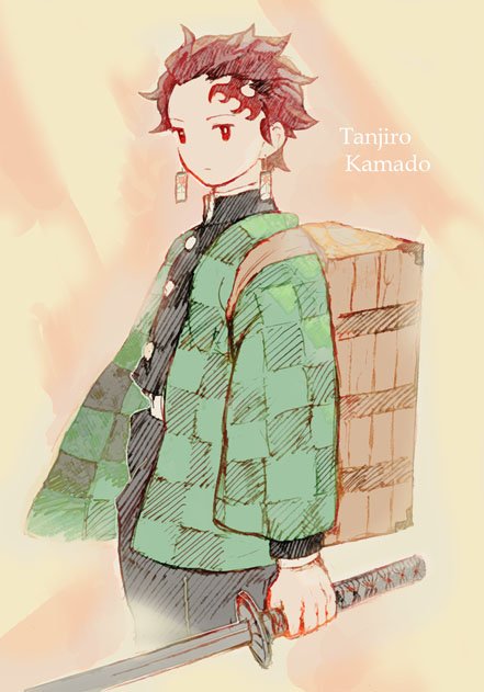 あまつぶさんがTwitterに投稿した竈門炭治郎(鬼滅の刃)のイラスト。